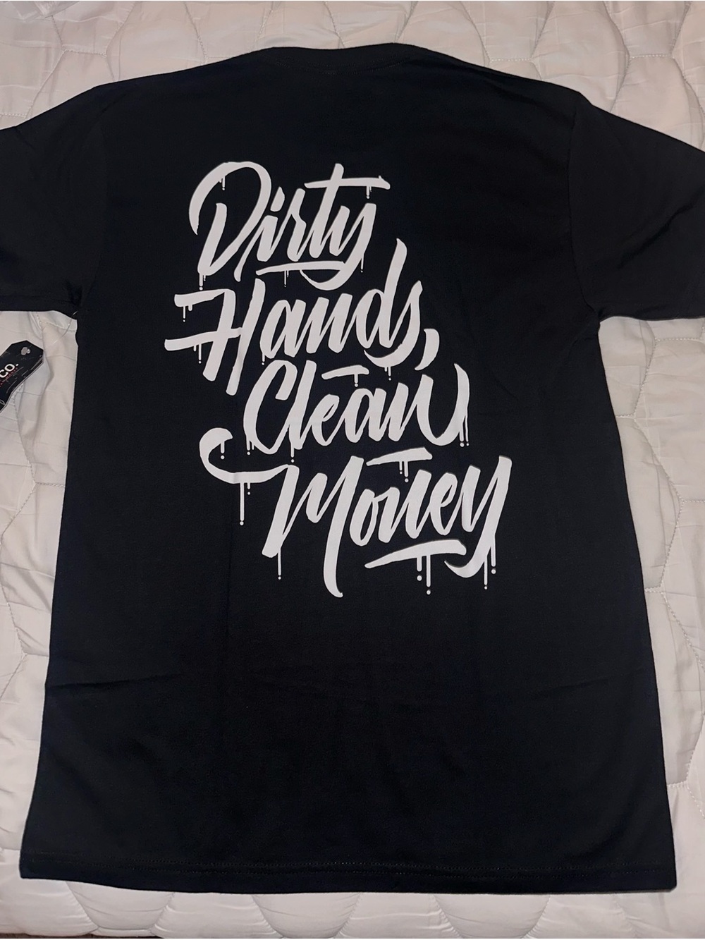 Men's Black Crew Neck T‑Shirt “Dirty Hands Clean Money”